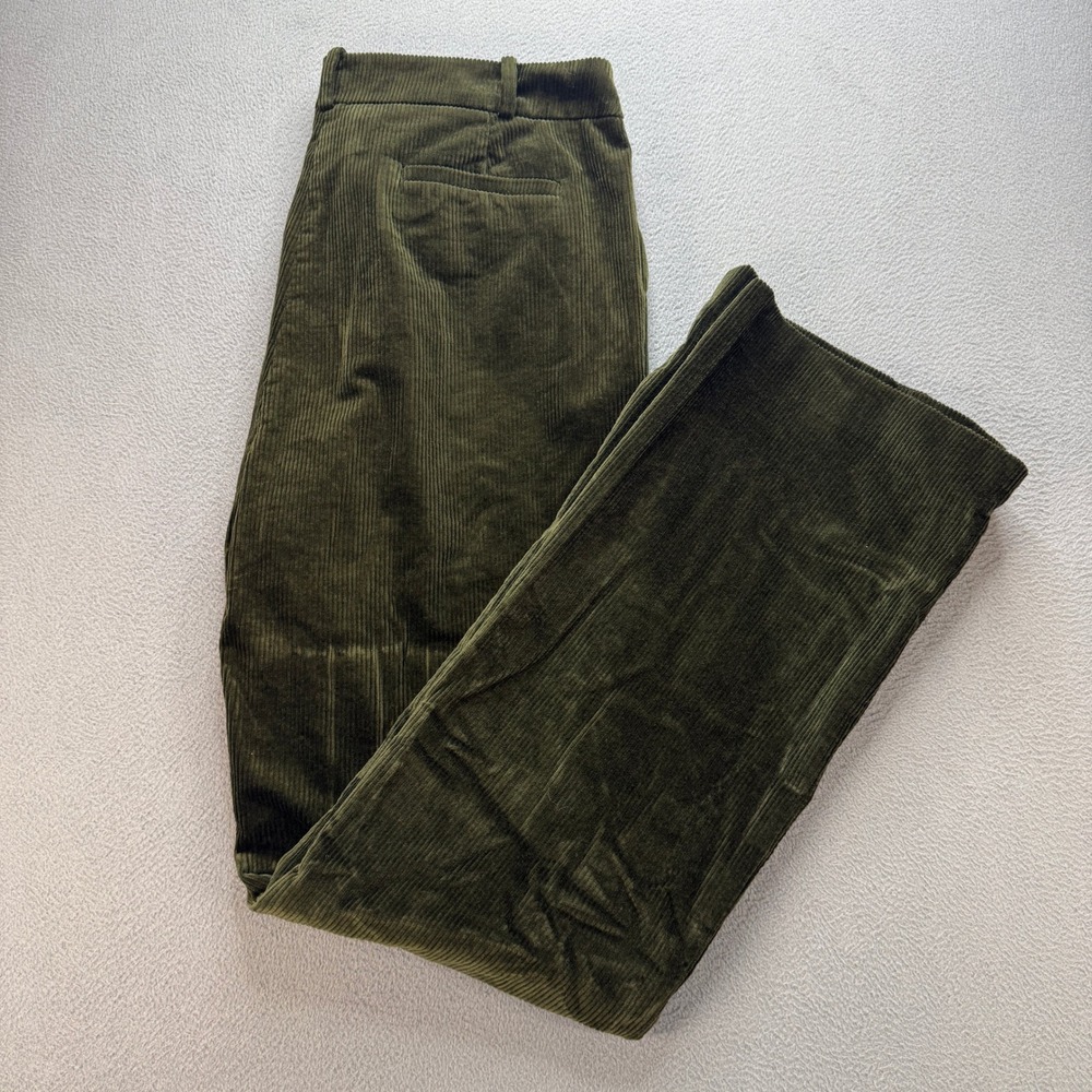 Brooks Brothers Red Fleece Corduroy Pants Womens 12 Green Cotton Stretch Bootcut